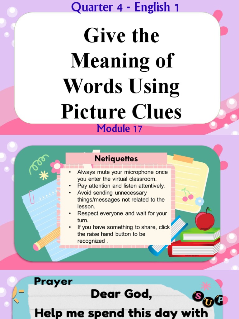 Give The Meaning of Words Using Picture Clues | PDF | Cognitive Science ...