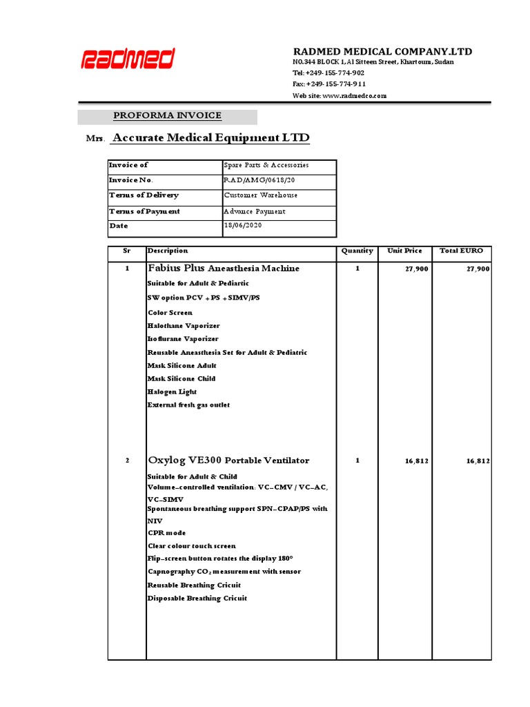 Accurate Medical Equipment Invoice | PDF