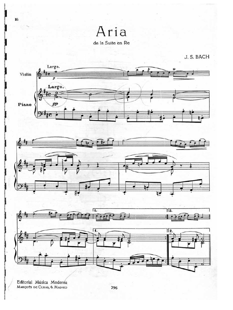 Aria Bach Piano Violin PDF