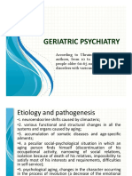 Geriatric Psychiatry Disorders and Treatments