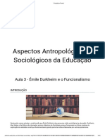 Durkheim e o Funcionalismo Sociológico