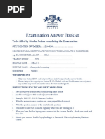 Examination Answer Booklet: To Be Filled by Student Before Completing The Examination STUDENT ID NUMBER 120-634 .