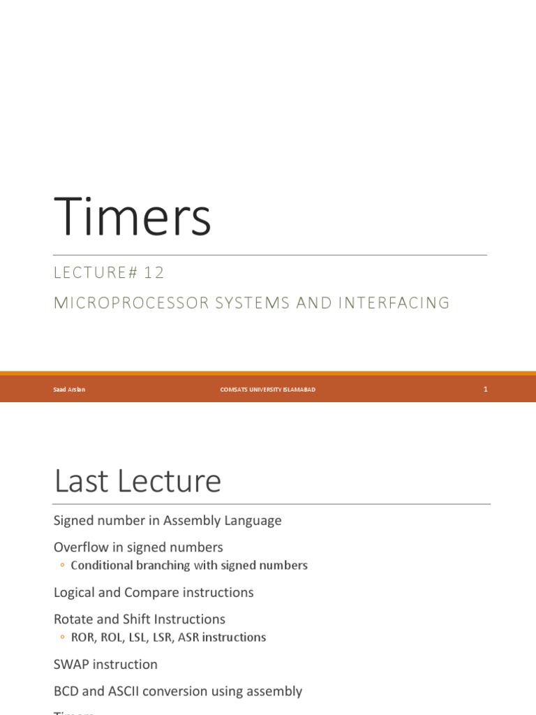 Timers Lecture 12 Microprocessor Systems and Interfacing PDF