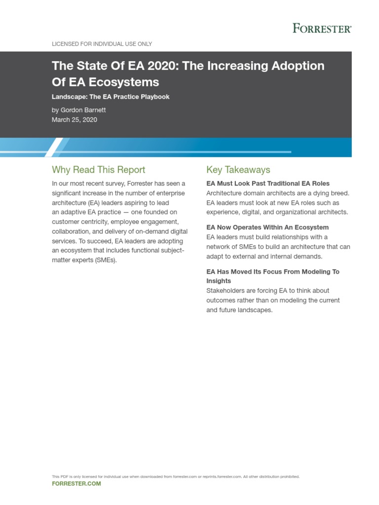 State of Enterprise Architecture 2020 The Increasing Adoption of EA ...