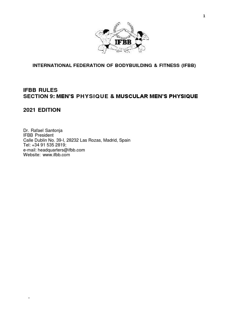 Ifbb Rules Section 9: Men'S Physique & Muscular Men'S Physique 2021 ...