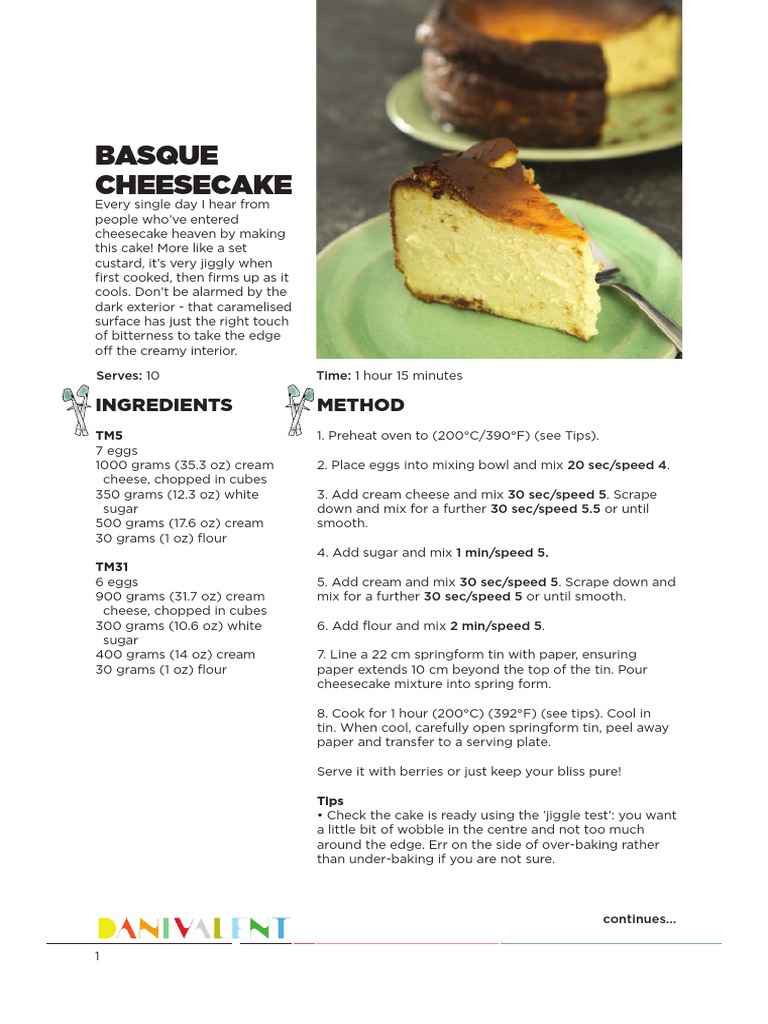 DANIVALENTBasqueCheesecake1 PDF Cakes Desserts