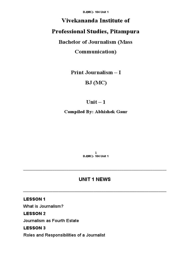 Unit 1 Pdf Journalism News