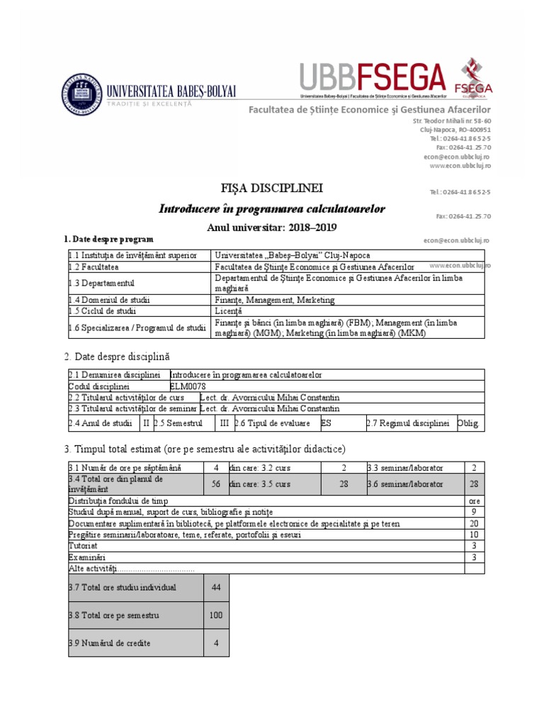 FBM-2-1-FD-ELM0078-Introducere in Programarea Calculatoarelor | PDF