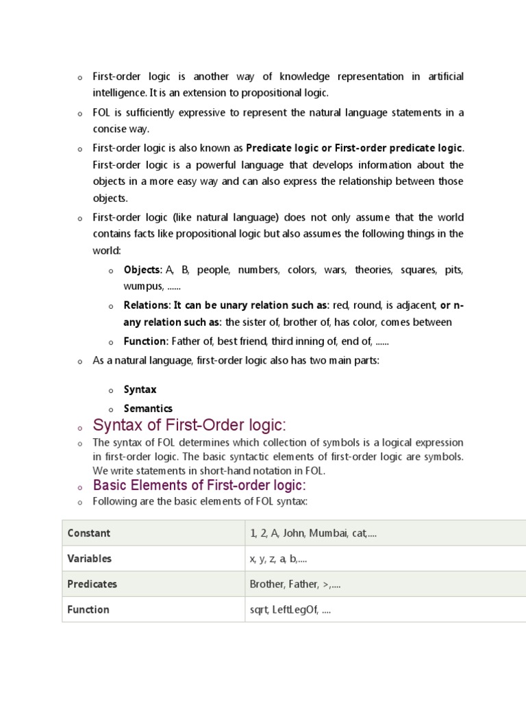 Basic Elements of First-Order Logic | Download Free PDF | First Order ...