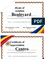 Certificate of Appreciation: Is Hereby Awarded To