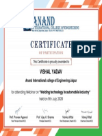 Vishal Yadav: Anand International College of Engineering Jaipur