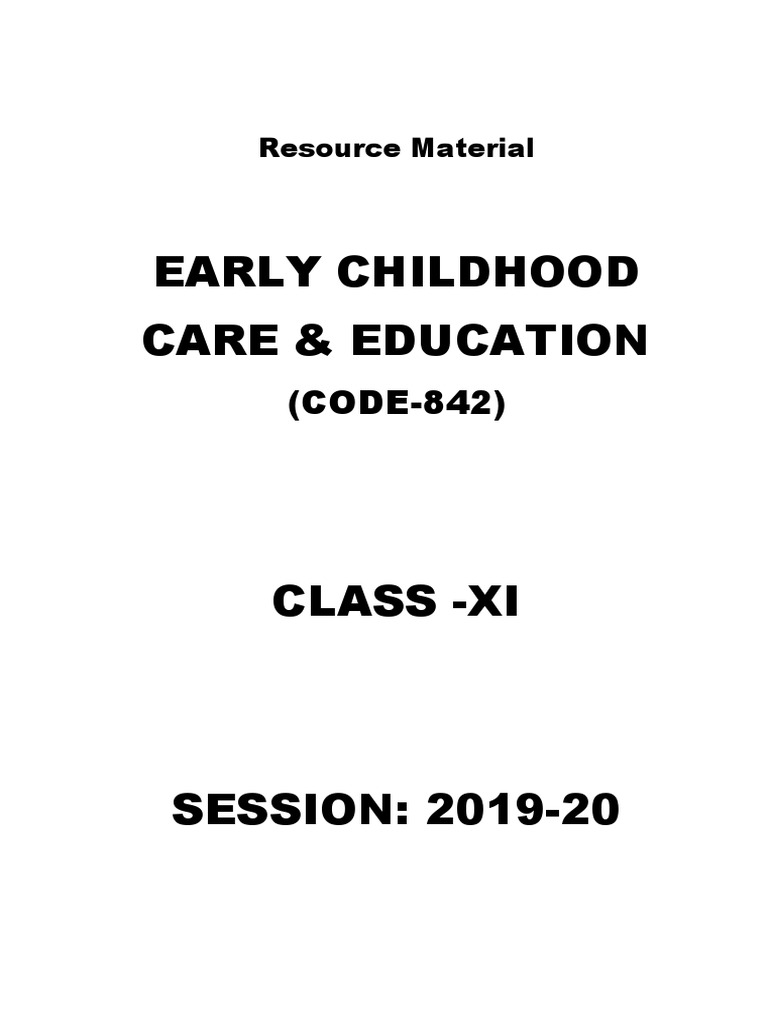842 Resource MaterialEarly Childhood Care & Education XI PDF Early Childhood Education