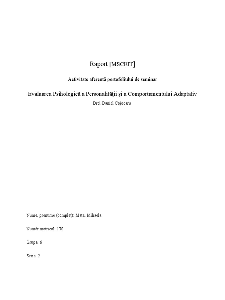 Raport Msceit | PDF