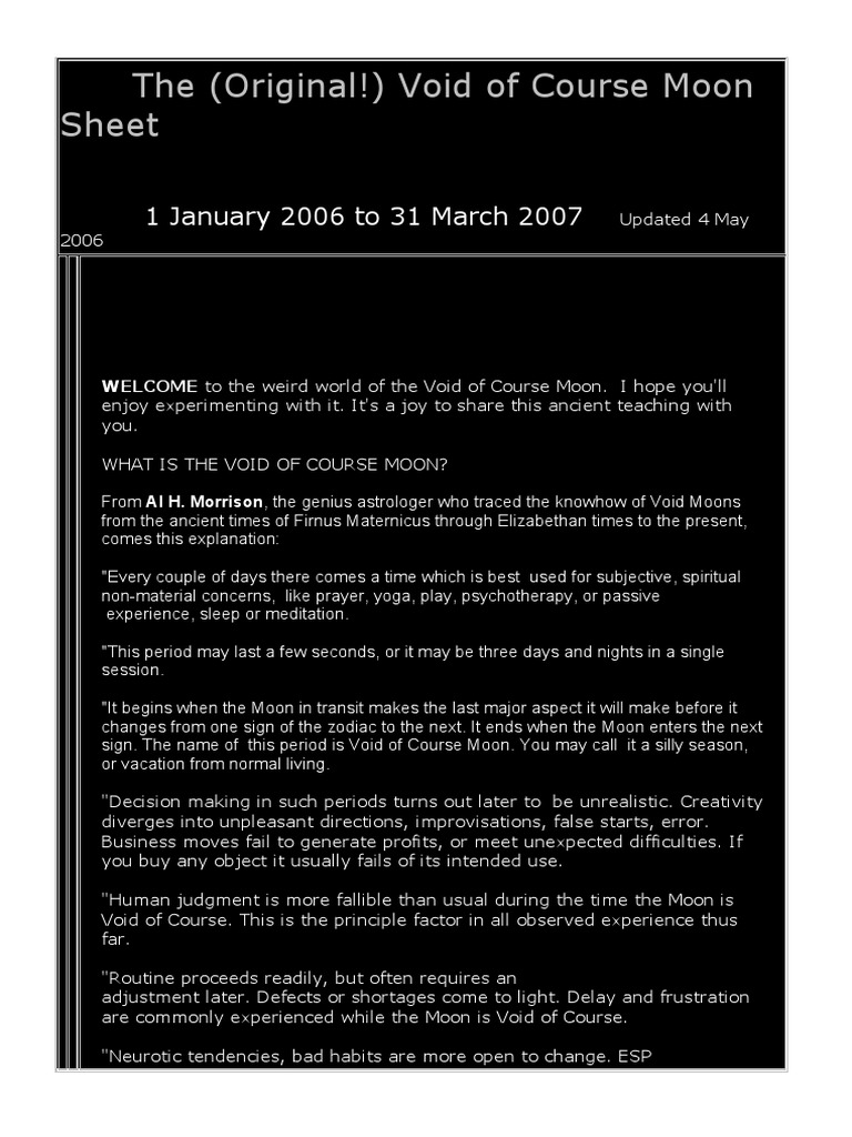 The Void of Course Moon PDF Astrology New Age Practices