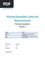 Physical Quantities, Units and Measurements: Practice Question Week-1