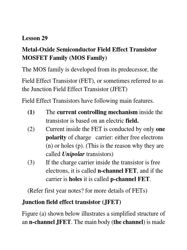 Understanding MOSFET Operation and Types | PDF | Field Effect ...
