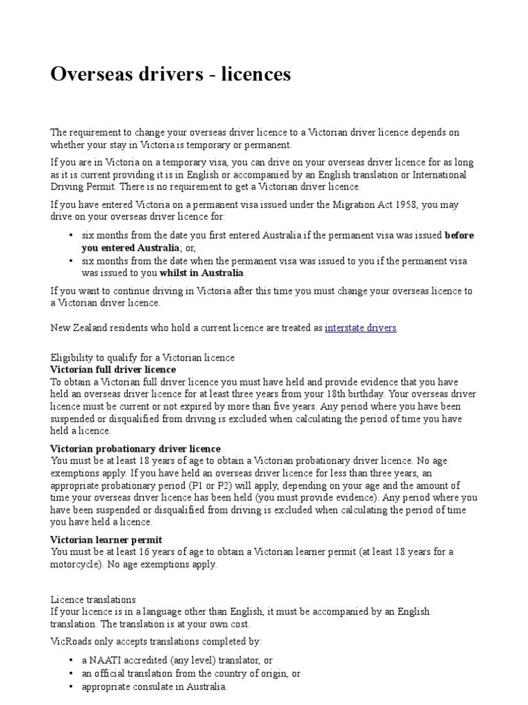 Converting Overseas Licences in Victoria | PDF | Driver's License ...