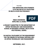 Strategies For Improving Otm Students Performance in The Use of Ict Facilities in Delta State Polytechnics