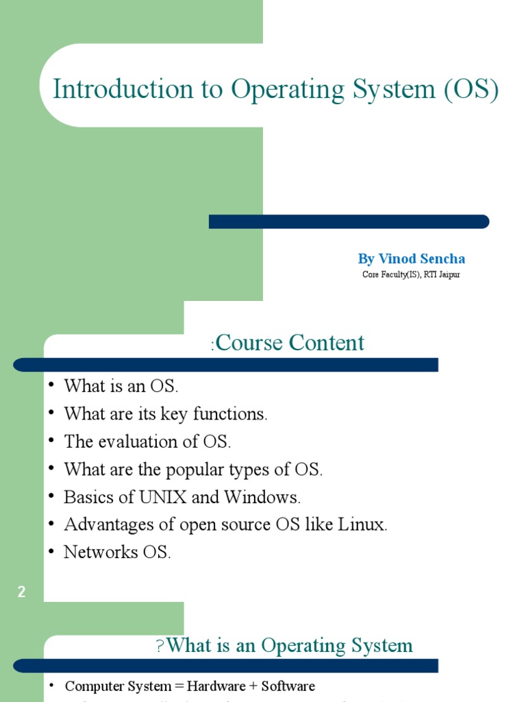 Introduction To Operating System (OS) : by Vinod Sencha | PDF ...