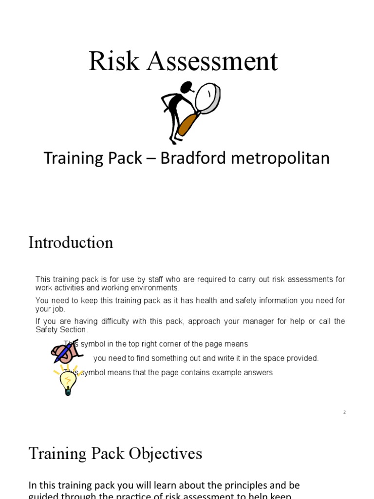 Risk Assessment Training Pack Bradford Metropolitan PDF Risk