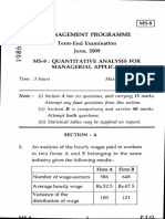 Management Programme: Term-End Examination June, 2009 Ms-8: Quantitative Analysis For Managerial Applications