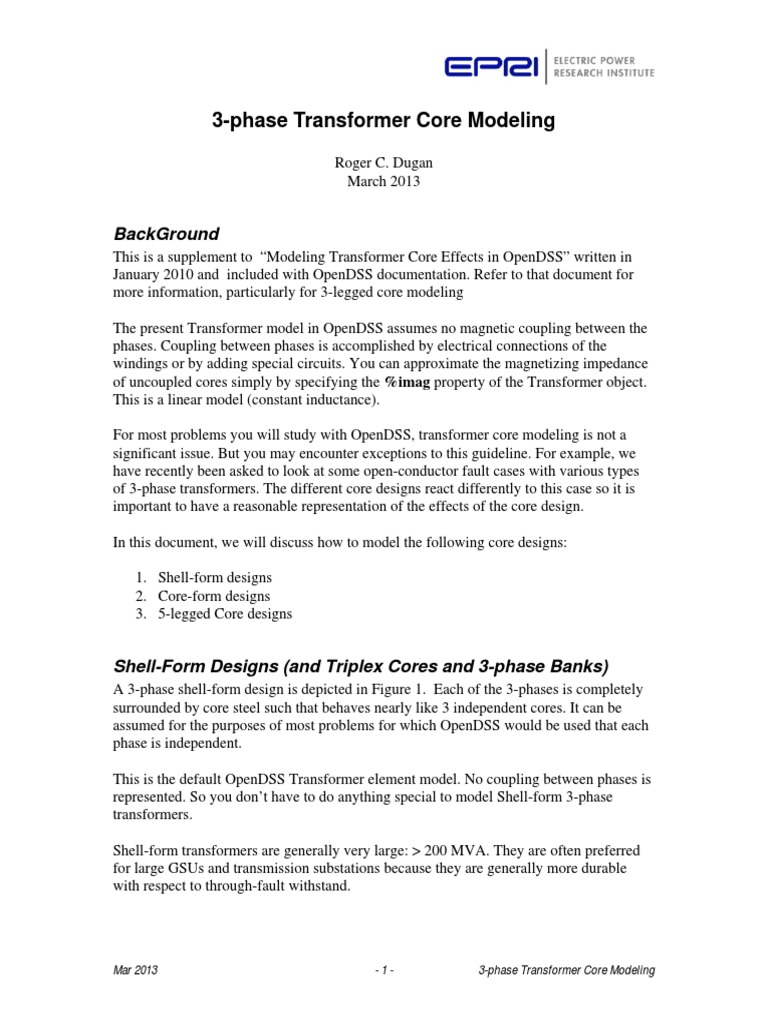 3-Phase Transformer Core Modeling Guide | PDF | Transformer | Inductance