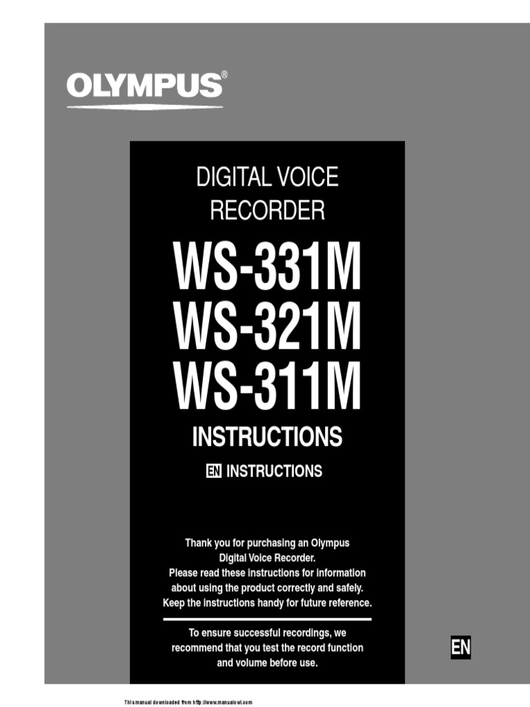Manual Olympus WS331M PDF Computer File Electronics