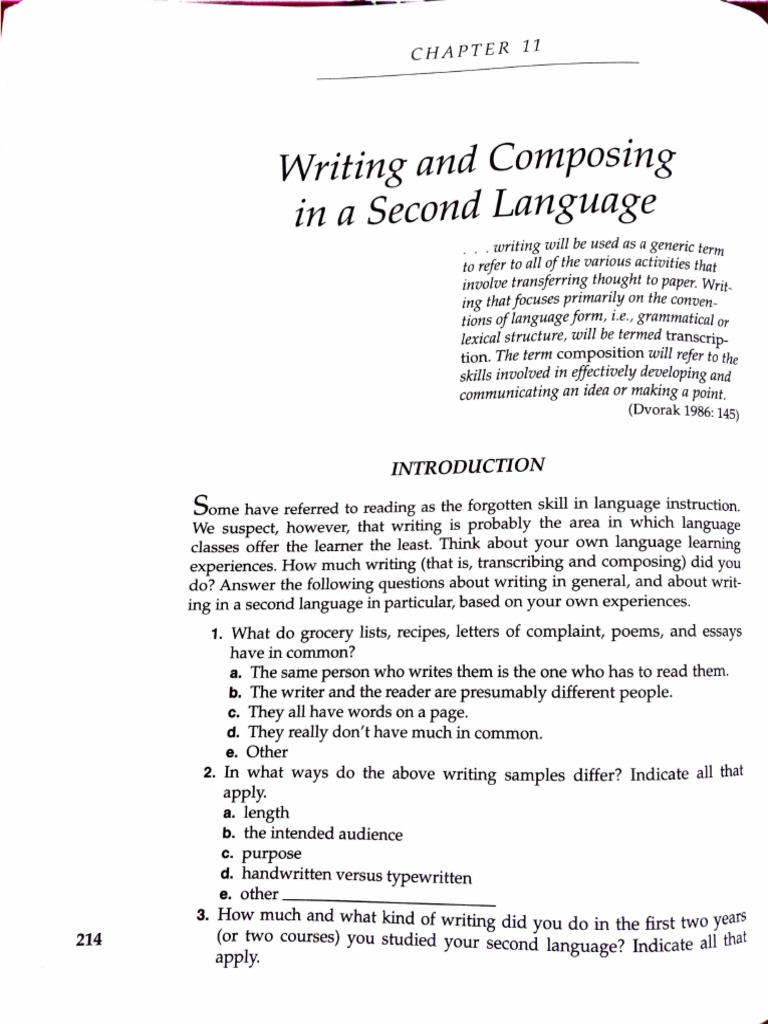 Writing Skills in Second Language Learning | PDF | Part Of Speech ...