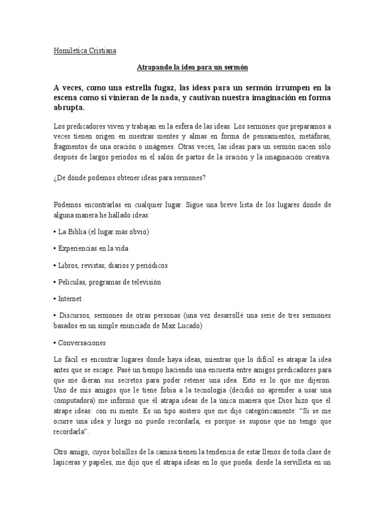 Curso De Homiletica Cristiana Pdf Jesús Sermón