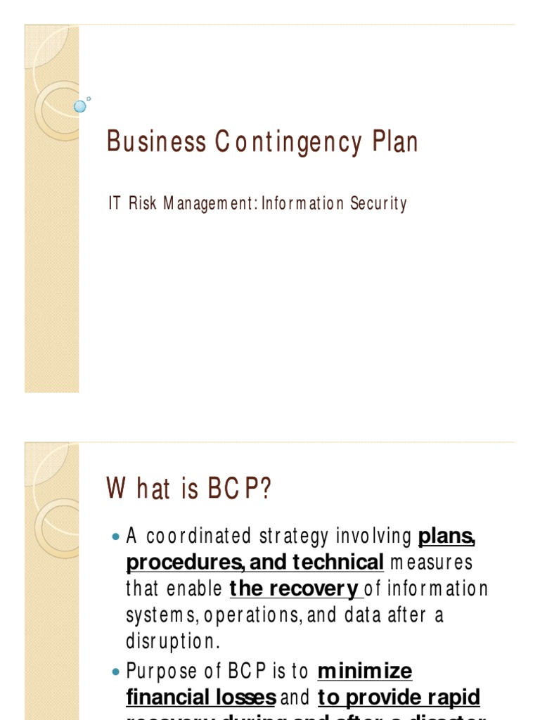 Business Contingency Plan Overview | PDF | Threat (Computer ...
