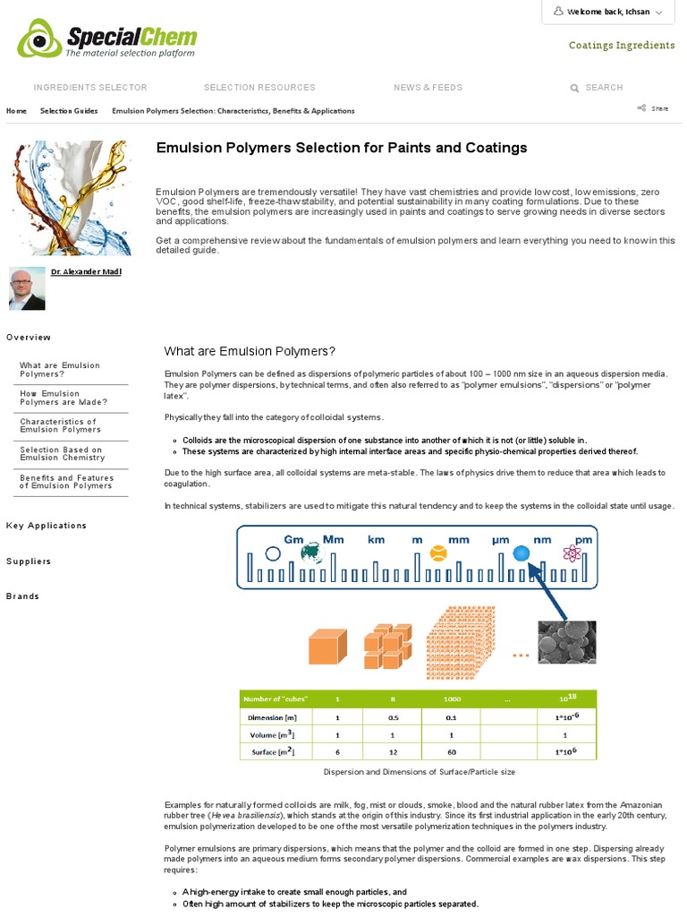Specialchem Emulsion Polymers Features Benefits Applications