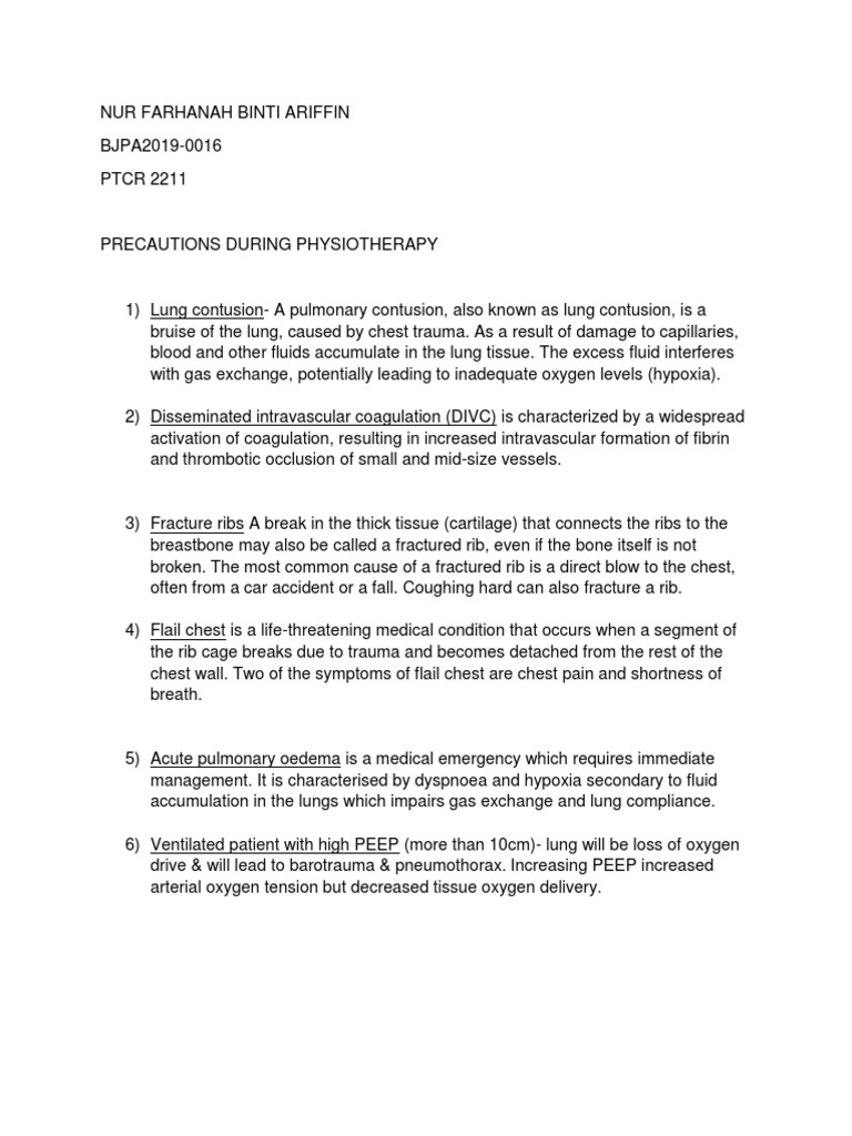 Precautions and Monitoring During Physiotherapy for Patients with