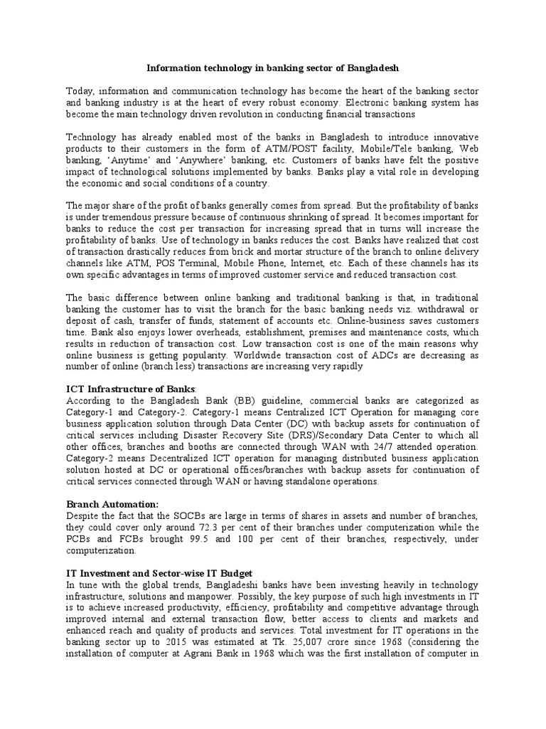 Information Technology in Banking Sector of Bangladesh PDF Clearing
