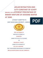 Study of Molar Refraction and Polarizability Constant of Schiff Bases in Different Percentage of Binary Mixture of Dioxane-Water AT 304K