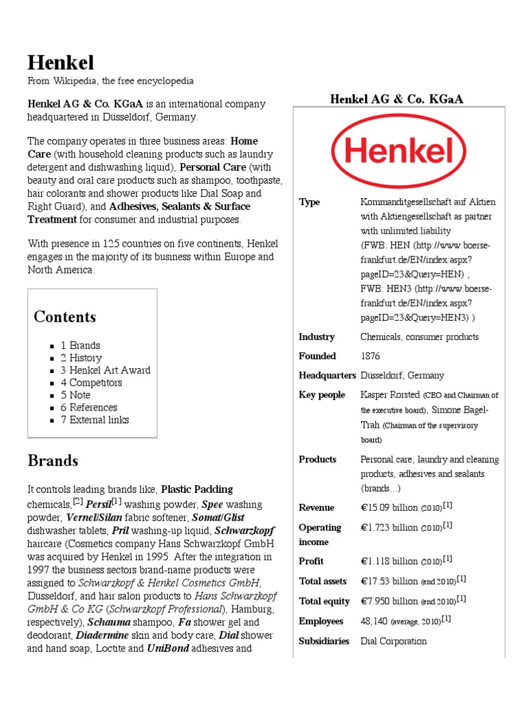 Henkel Wikipedia, The Free Encyclopedia PDF Brand Business