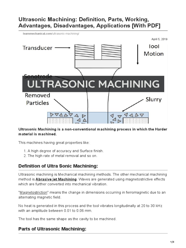 Ultrasonic Machining Definition Parts Working Advantages Disadvantages