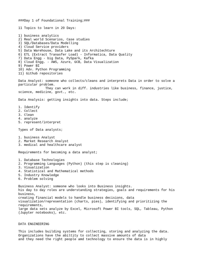 Data engineering Notes | PDF | Data | Data Analysis
