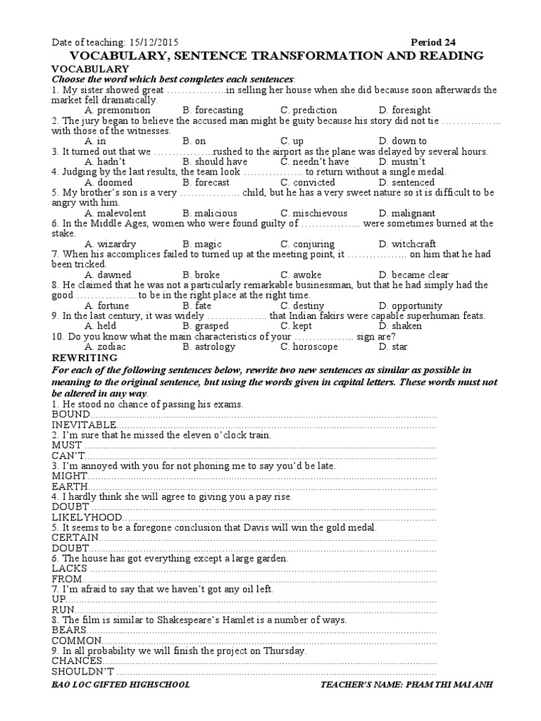 Proficiency Master Class. Unit4 Overview Answers | PDF | Horoscope