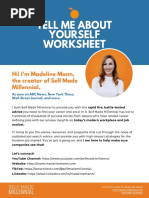 Tell Me About Yourself Worksheet - Self Made Millennial