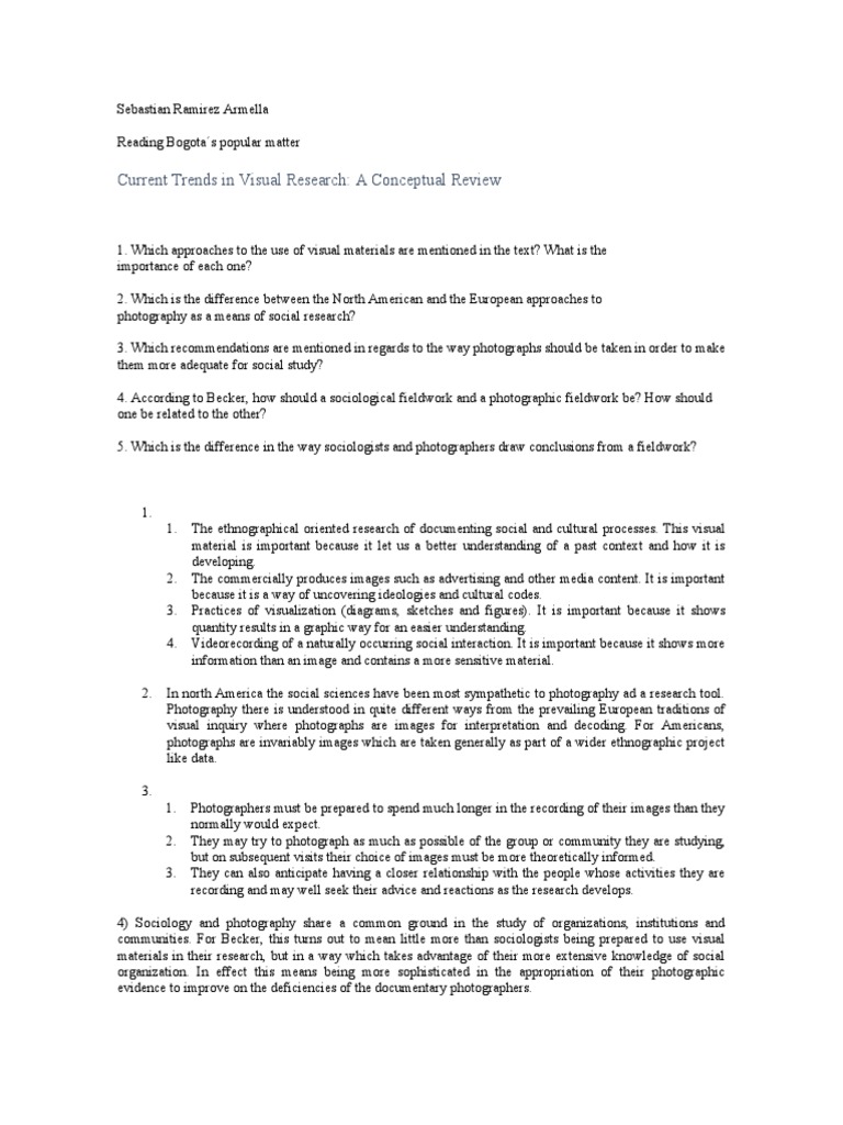 Visual Research Approaches in Sociology | PDF | Sociology | Field Research