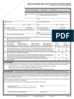 Application For Certificate of Compliance