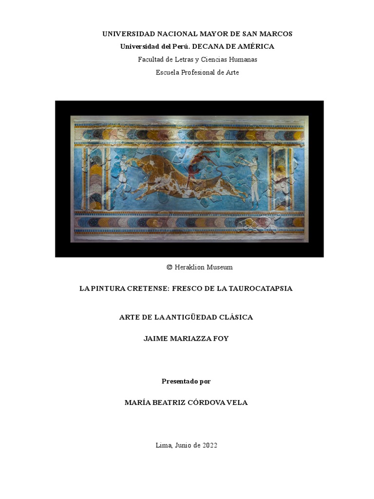 La Pintura Cretense - Fresco de La Taurocatapsia - María Beatriz ...