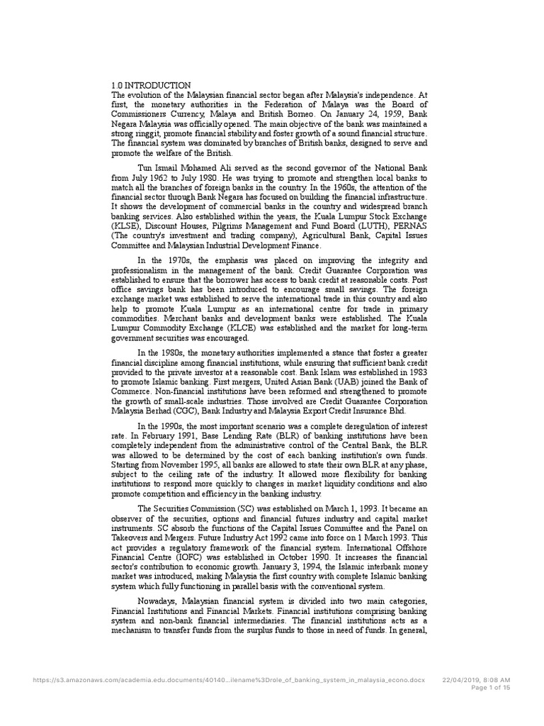 Role Of Banking System In Malaysia Econodocx PDF Islamic Banking