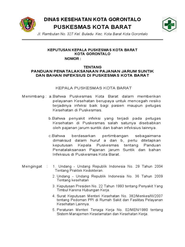 Panduan Pajanan di Puskesmas Kota Barat | PDF