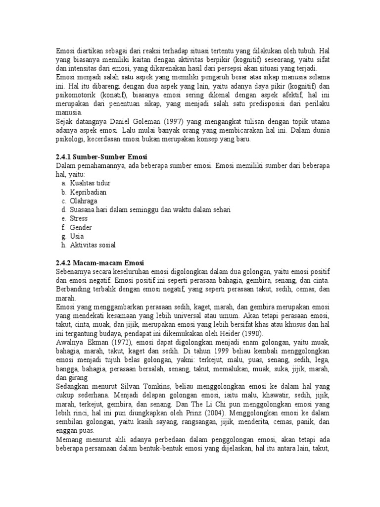 Sumber, Macam, dan Fungsi Emosi Manusia | PDF | Pengembangan Diri ...