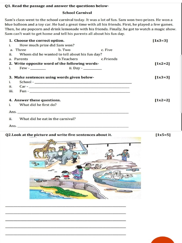 Class 1 English Grammar Only PDF