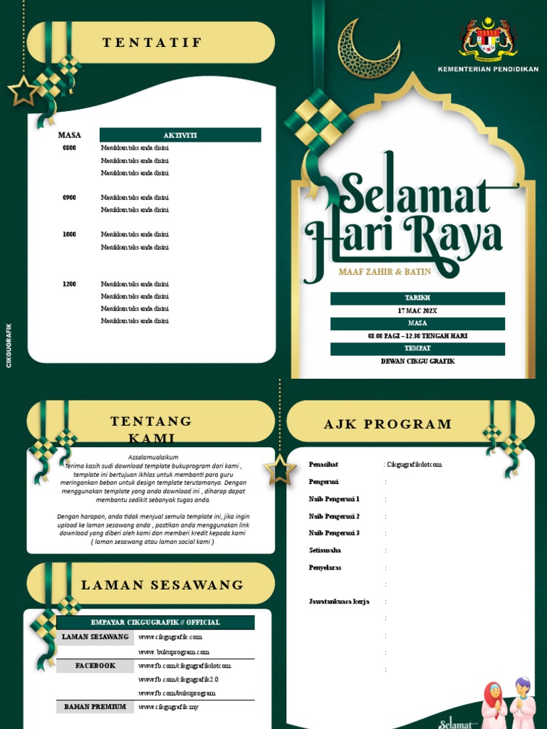 Template Buku Program Hari Raya 2022 Cikgugrafik | PDF