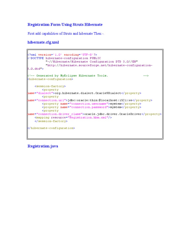 Registration Form Using Struts Hibernate | PDF | World Wide Web ...