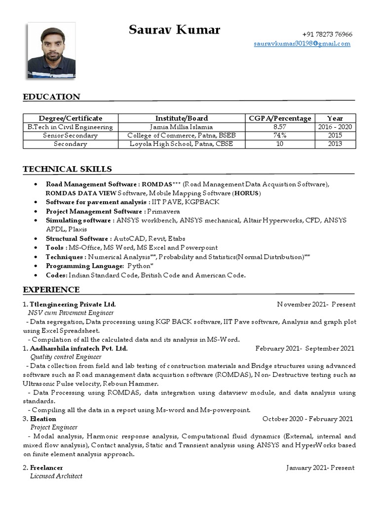 Saurav Kumar: Education | PDF | Microsoft Excel | Engineering