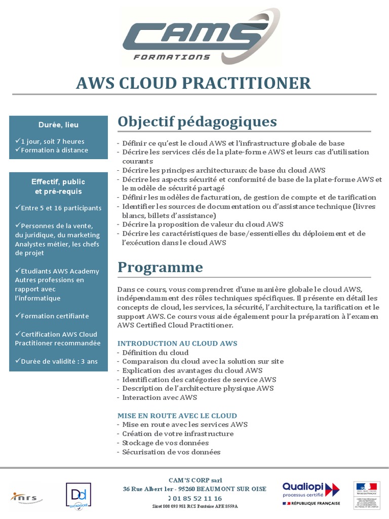 Formation AWS Cloud Practitioner | PDF | Cloud computing | Amazon Web ...